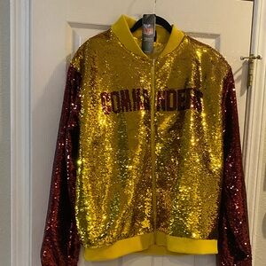 NFL Gold and Burgundy Sequin Team Bomber Jacket
